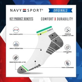 NAVYSPORT Men Ankle Length Cotton Socks (Pack of 4), Multicolor 3 (4 Pairs), One Size