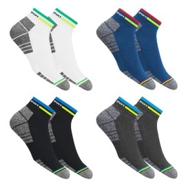 NAVYSPORT Men Ankle Length Cotton Socks (Pack of 4), Multicolor 3 (4 Pairs), One Size