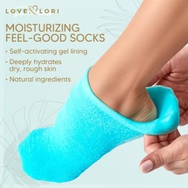 LOVE, LORI Premium Quality Moisturizing Socks - Silicone Socks for Dry Feet Treatment (Up to Size 8.5) Gifts for Women, Gel Socks