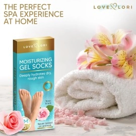 LOVE, LORI Premium Quality Moisturizing Socks - Silicone Socks for Dry Feet Treatment (Up to Size 8.5) Gifts for Women, Gel Socks
