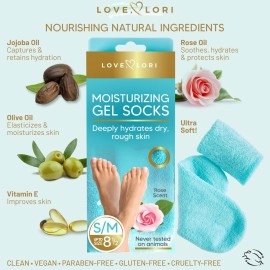 LOVE, LORI Premium Quality Moisturizing Socks - Silicone Socks for Dry Feet Treatment (Up to Size 8.5) Gifts for Women, Gel Socks
