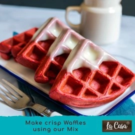 La Casa French Vanilla + Chocolate + Red Velvet Belgian Waffle Mix | Combo Pack of 3 | Pancake Mix | Multigrain | Vegan | Extra Crisp | 3x400g |