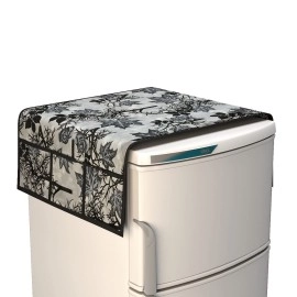 Yellow Weaves Combo of Fridge Top Cover,1 Handle Covers 4 Fridge Mats Color Black Grey, 6 Piece set