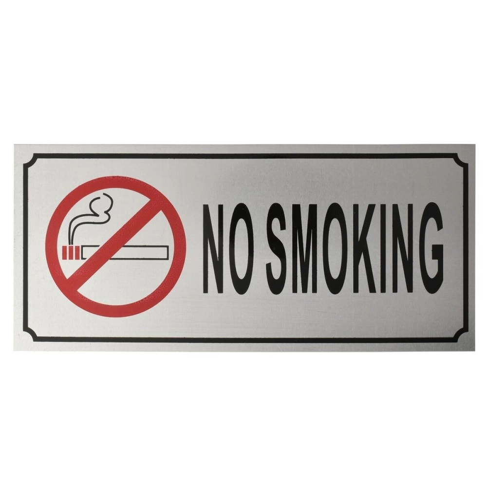 Buzz Cool Metal No Smoking Stickers | No Smoking Sign Board Signage Sticker | Metallic Stainless Steel No Smoking Stickers for Wall, Doors Offices Malls etc.