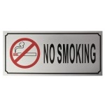 Buzz Cool Metal No Smoking Stickers | No Smoking Sign Board Signage Sticker | Metallic Stainless Steel No Smoking Stickers for Wall, Doors Offices Malls etc.