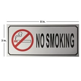 Buzz Cool Metal No Smoking Stickers | No Smoking Sign Board Signage Sticker | Metallic Stainless Steel No Smoking Stickers for Wall, Doors Offices Malls etc.