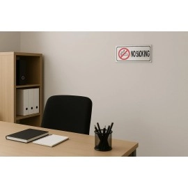 Buzz Cool Metal No Smoking Stickers | No Smoking Sign Board Signage Sticker | Metallic Stainless Steel No Smoking Stickers for Wall, Doors Offices Malls etc.