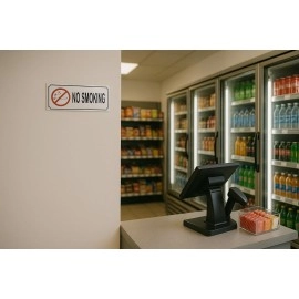 Buzz Cool Metal No Smoking Stickers | No Smoking Sign Board Signage Sticker | Metallic Stainless Steel No Smoking Stickers for Wall, Doors Offices Malls etc.