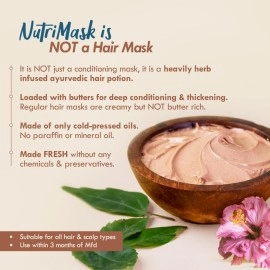 Nat Habit - Back To Natural Secrets Everyday 5-Oil Hibiscus Fresh Hair Mask for Growth, Hairfall Control & Smoothening For Dry, Frizzy Hair Treatment, 19 Herbs, Castor, Coconut, Argan,40g (Pack Of 3)