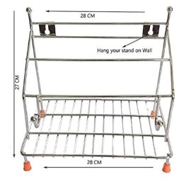 CR18 COLLECTION Chakla Belan and Tawa Stand for Kitchen 100% RustFree Stainless Steel Rolling Pin Board Holder Wall Mount Stand 4 in1 Holder, Floating Shelves, Floating Shelf