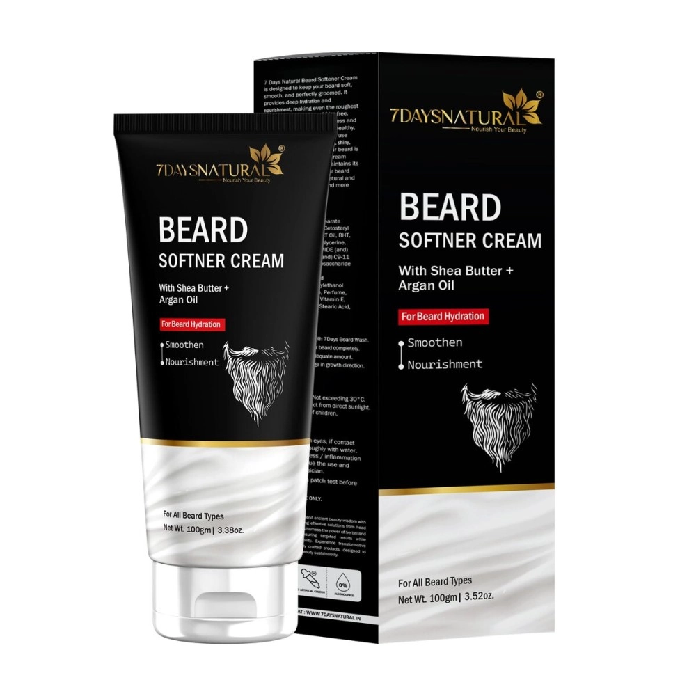 7 Days Beard Softener Cream - 100g - Softens and nourishes your beard without Sulphates or Parabens, Long lasting moisturization and shine for a nourished, itch-free beard