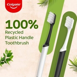 Colgate RecyClean Toothbrush, Manual, Recycled and Planet-Friendly, 3 Pcs, Multi-Color