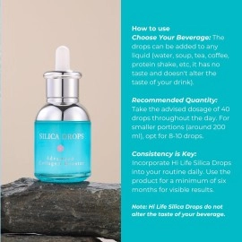 Hi Life Silica 1200 Drops Advanced Collagen Booster for Men & Women | Supports Glowing Skin, Lustrous Hair, Nails, Immune System, Bones, Joints & Tissues, Aids in Anti-ageing, Easy to Consume - 60 ML