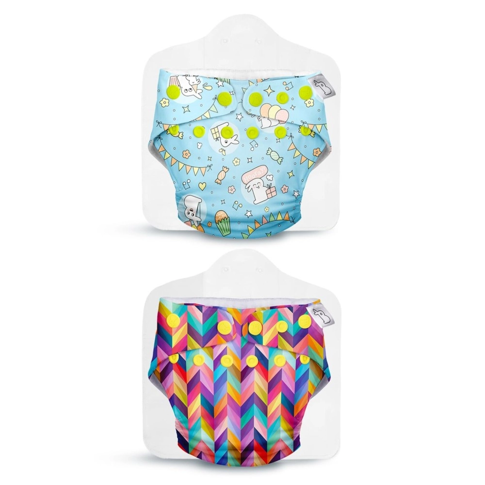 SuperBottoms Freesize UNO Cloth Diapers for Babies 3M - 3Y l 2 Shell with 2 Inserts l Washable & Reusable Diaper.