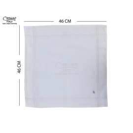 Caruso Italy Men\'s Initial Monogram G Embroidery 100% Pure Cotton Handkerchief White Base With Colored Border - Pack Of 6