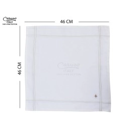 Caruso Italy Men\'s Initial Monogram H Embroidery 100% Pure Cotton Handkerchief White Base With Colored Border - Pack Of 6