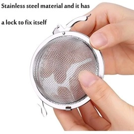 YANCI Stainless Steel Tea Ball Strainer Mesh Infuser Filter Reusable Spice Filter Ball Herbs Infuser with Extended Chain Hook for Loose Leaf Tea and Spices Seasoning (Mix, Set of 3 Piece)