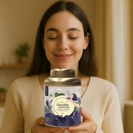 Saffron Cup Darjeeling Earl Grey Black Tea - Loose Leaf | Premium Blend with Bergamot Oil & Lavender | Naturally Uplifting & Refreshing (Airtight Double-Lid Tin)