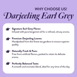 Saffron Cup Darjeeling Earl Grey Black Tea - Loose Leaf | Premium Blend with Bergamot Oil & Lavender | Naturally Uplifting & Refreshing (Airtight Double-Lid Tin)