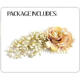 Hair Flare Artificial Peony Flower with Pearl Hair Comb Slide, Hair Juda Bun Accessories, Side Hair Pin for Girls & Women, Peach, 2216
