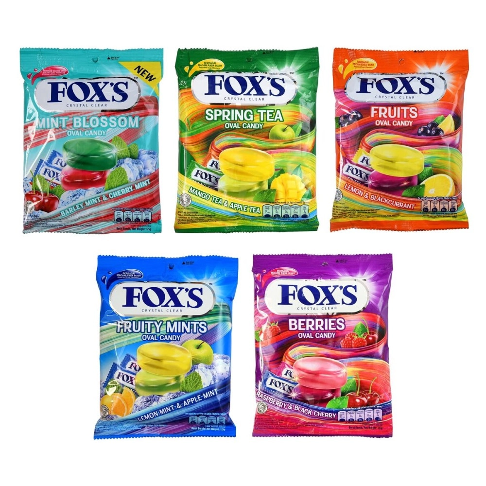 Fox\'s Crystal Clear Fruits Oval Candy Mix Flavoured 125G X 5 Pouch - Mix