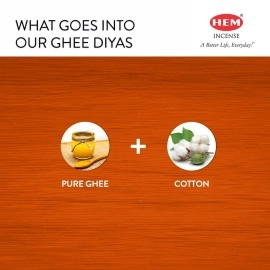 HEM Aradhna Pure Ghee Diya with Batti Pack of 100 Diyas | Pooja Room Items for Home | Wax Free | Ghee Wicks for Prayers, Rituals & Special Occasions | 30 mins Burning Time