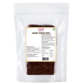 Delight Foods Homemade Jaggery Coconut Barfi - 325g (16 pieces Pack) || Thengai Burfi/Nariyal Barfi/Coconut Burfi/Kobbari Louju/Kobbari Methai