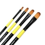 KAMAL Neon Series Set of 4 Filbert Brushes in Synthetic Bristle for Water , Poster Colour, Acrylic and Oil Painting for Professionals. Available with Free Utility Pouch