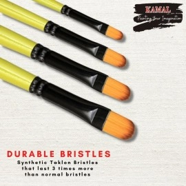 KAMAL Neon Series Set of 4 Filbert Brushes in Synthetic Bristle for Water , Poster Colour, Acrylic and Oil Painting for Professionals. Available with Free Utility Pouch