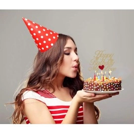 Festiko Happy Birthday My Love Cake Topper - Gold Glitter My Love Birthday Party Cake Decoration Supply - Lover Birthday Cake Topper with Heart for Wife, Husband, Children or Parent