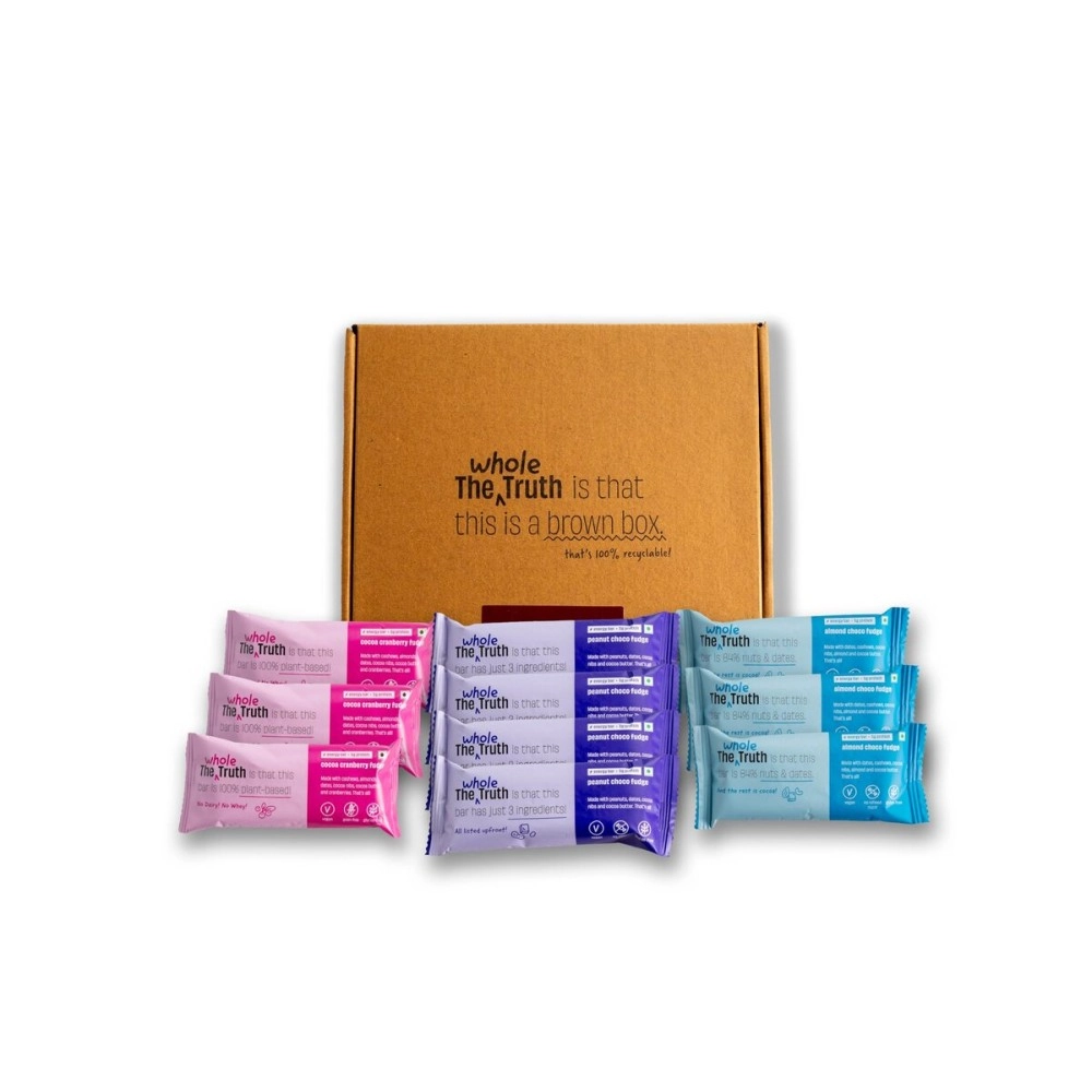 The Whole Truth - Energy Bars | SUPERSAVER Pack All-Flavours | Pack of 10 x 40g | Dairy Free & Sugarfree | No Artificial Sweeteners | No Preservatives | All Natural | Healthy Snack