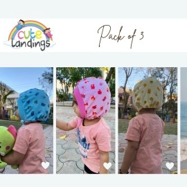 CUTE LANDINGS 0-3/3-6/6-9/9-12/12-18 & 18-24 Months New Born Baby Girls & Boys Finest Hosiery Cotton Double Layer Knot Caps Set/Infant/Hat/Toppi/Kan Topi/Clothes (Pack of 3) Multicolour