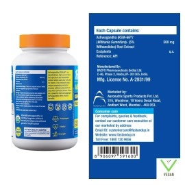 FAST&UP Ashwagandha (KSM-66) 600mg Ashwagandha with 5% Withanolides- Natural Vitality Booster - Fast Absorbing - USDA Organic Certified -Vegetarian - 60 Capsules, Green