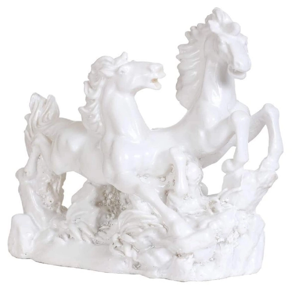 TREEMAISON Vastu White Horse Statue | Two Running Horses for Success & Good Luck | Feng Shui Positive Energy Decor | Perfect for Business Growth | Decorative Sculpture for Home & Office