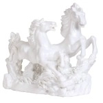 TREEMAISON Vastu White Horse Statue | Two Running Horses for Success & Good Luck | Feng Shui Positive Energy Decor | Perfect for Business Growth | Decorative Sculpture for Home & Office