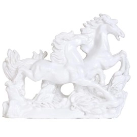 TREEMAISON Vastu White Horse Statue | Two Running Horses for Success & Good Luck | Feng Shui Positive Energy Decor | Perfect for Business Growth | Decorative Sculpture for Home & Office