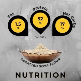 Qonty Defatted Soya Flour | 52% Protein, 1.5% Fat | Lab Tested | 8 gm Protein Per Roti | No Preservatives | Gluten Free | Rich in Micro Nutrients (750 g)