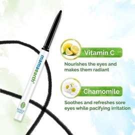 Mamaearth Long Stay Kajal Black Retractable Waterproof, with Vitamin C & Chamomile, Charcoal Black, Matte Finish