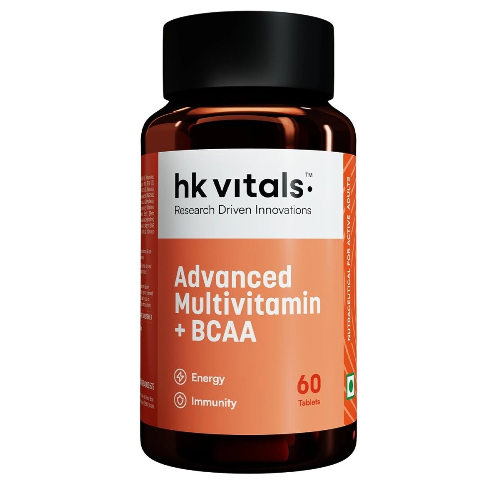 hk vitals Advanced Multivitamin with BCAA - Minerals, Amino Acids, Hyaluronic Acid, and Antioxidants - 60 Multivitamin Tablets - Immunity & Energy