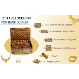 SECURE BASKET Jewellery Organisers Storage Box Necklace Bangle Jewelry Locker Organizer Satin, Laminated | Gold