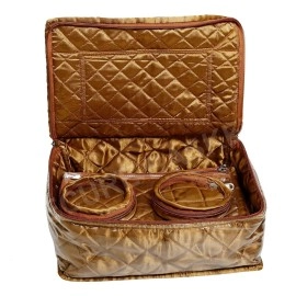 SECURE BASKET Jewellery Organisers Storage Box Necklace Bangle Jewelry Locker Organizer Satin, Laminated | Gold