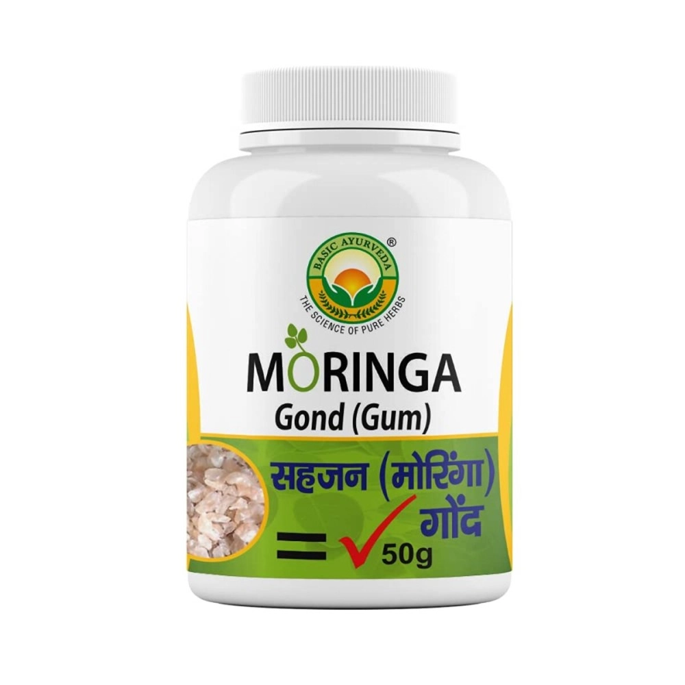 BASIC AYURVEDA Moringa Gond (Gum) Sahjan Moringa, Holistic Support For Maintaining Joint Health, Improved Mobility And Alleviating Pain- 50 Gm (Pack Of 1) - Gummy