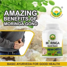 BASIC AYURVEDA Moringa Gond (Gum) Sahjan Moringa, Holistic Support For Maintaining Joint Health, Improved Mobility And Alleviating Pain- 50 Gm (Pack Of 1) - Gummy