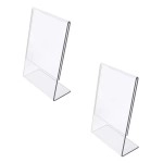 BUZZ COOL Acrylic Display stand | Clear Acrylic L-Shape Table Display | Label Price Tag Name Card QR Code Menu Card Holder | For School Office Counter Restaurant Supermarket (6 x 4 inch inch, 2 Pcs)