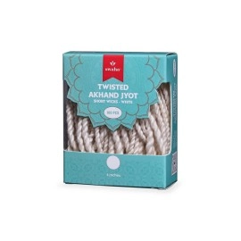 Swaha Twisted Akhand Jyot Cotton Short Wick (100 Pieces), White Colour, Long Lasting Pure Cotton Wicks for Daily Pooja and Meditation - Pack of 1