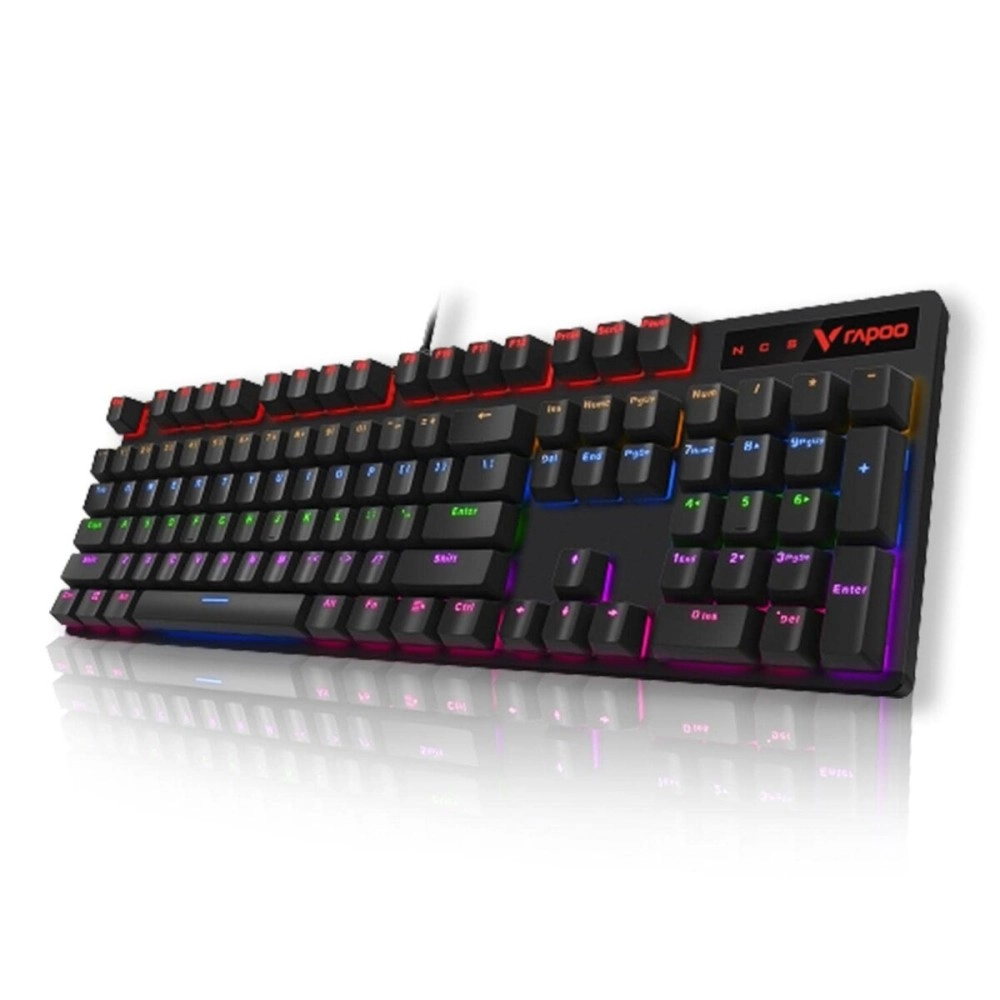 RAPOO V500 PRO Full Size RGB Mechanical USB-A Gaming Keyboard -Spill Resistant, Anti-Ghosting, Conflict Free Design, Compatible with Windows, macOS - Black