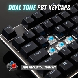 RAPOO V500 PRO Full Size RGB Mechanical USB-A Gaming Keyboard -Spill Resistant, Anti-Ghosting, Conflict Free Design, Compatible with Windows, macOS - Black