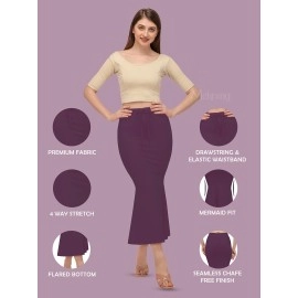 Mehrang Stretchable Saree Shapewear Petticoat for Women, Cotton Blended,Petticoat,Skirts for Women,Shape Wear Dress for Saree Wine