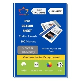 True-Ally Premium MATTE Finish PVC Lamination Dragon Sheet A4 Size 800 Micron for PVC Aadhar , Photos, ID card (Set of 5 Cores and 10 Overlays)