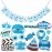 Wobbox First Tooth Photo Booth Party Props (13 Pcs) with First Tooth Bunting Banner, Blue & White Colour with Stylish Font, First Tooth Decoration, First Tooth Decoration Items for Baby